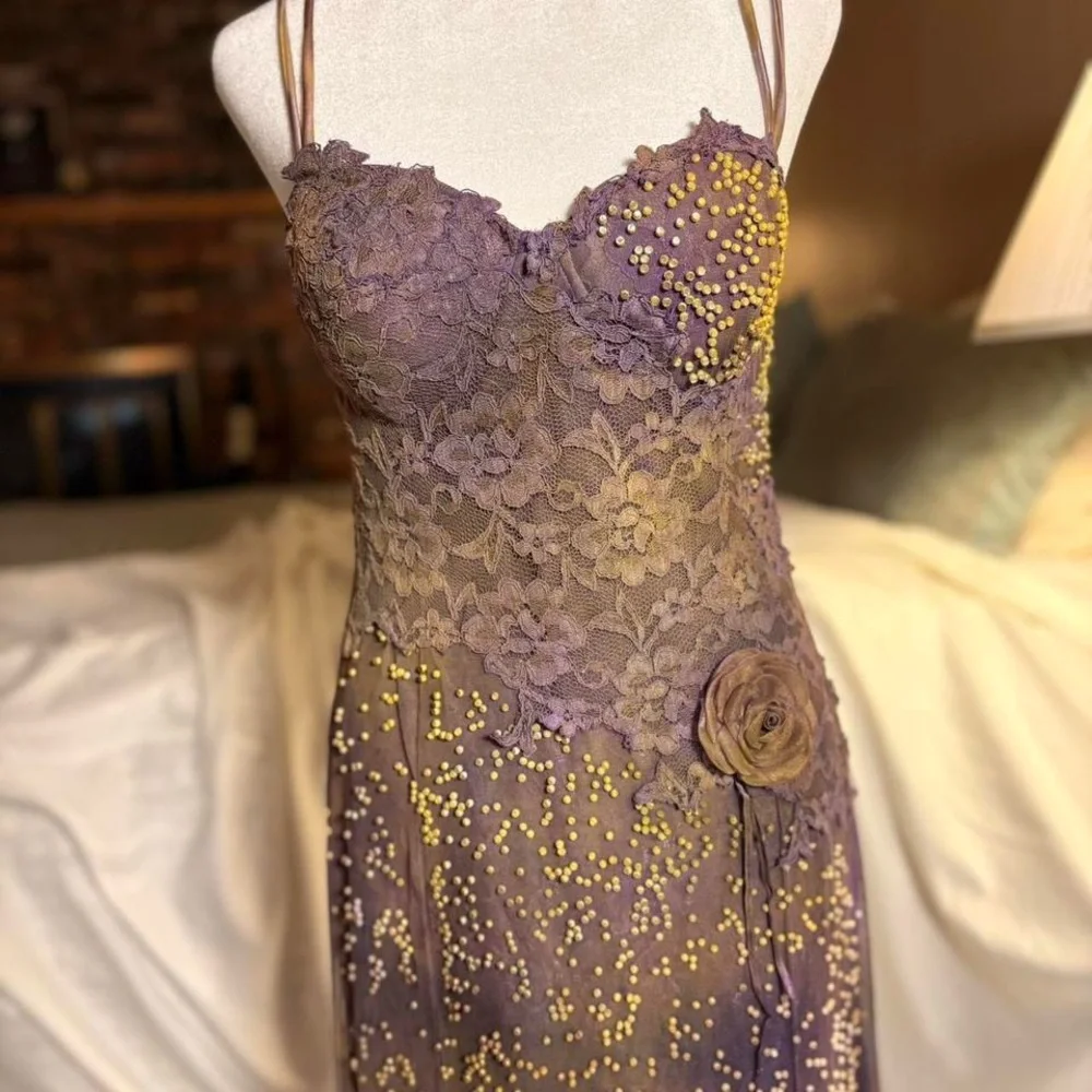 Rare Bespoke Vintage Beaded Lace Fairy Gown - S - Picture 5 of 8